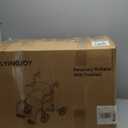 Foldable Rollator Walker with Seat for Seniors & Adults Lightweight 2-in-1 Walker and Wheelchair Combo Adjustable Handle Height Transport Chair with Brakes 300 lbs Weight Capacity (Red Hd-all Terrain(10" Front and 8" Rear Wheels))