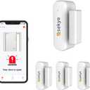 (4 Qty) Smart WiFi Door & Window Sensor for Home| No Hub Required | Free App Alert, Works with Tuya Smart Life Devices, Compatible with Alexa, Google Home, Siri (No Siren but Phone Notification)