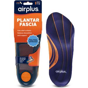 Airplus Plantar Fascia Orthotic 3/4 Length Shoe Insole (FSA&HSA Eligible)-Foam Shell & Gel Heel - Deep Heel Cup, Full-Foot Arch Support-Soft Cushioning & Stability -Fits Most Shoes & Boots-Unisex (Men's 7-12)