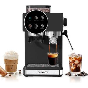 CUSIMAX Espresso Machine with Grinder, 20 Bar Professional Expresso Coffee Machines with Milk Frother Steam Wand, Espresso Maker with 60oz Removable Water Tank, Cappuccino & Latte Machine for Home (Black)