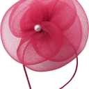 Zeyune Fascinators Hats for Women Tea Party Elegant Headband Derby Hats with Hair Clip for Wedding Bride Party (Red)