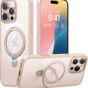 TORRAS Desert Titanium for iPhone 16 Pro Case Magnetic Stand, [Compatible with MagSafe][Flexible Stable Stand] Mil-Grade Protection Translucent Slim Anti-Scratch Ring Kickstand, Rose Gold 6.3", Ostand