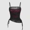SOLY HUX Women's Ruched Lace Cami Top Drawstring Sleeveless Clubwear Sexy Gothic Tops (Black, XL)