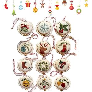 Christmas Embroidery Kit, Embroidery Christmas Ornament Kits,Hand Embroidery Christma Ornaments Kit, Hand Embroidery Ornament Kit for Beginners, Complete Needlepoint Starter Set (Colorful Set)