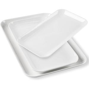 DELLING Serving Platter Set 18/16/14 Inch, Large White Porcelain Serving Trays for Entertaining, Rectangular Platters for Turkey Fruit Appetizer Party Wedding, Microwave Oven Dishwasher Safe, 3-Pack