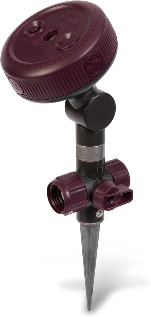 Gilmour Adjustable Spot Sprinkler with Spike Base, Pivoting Multi Pattern Sprinkler Head for Targeted Coverage in Flower Beds and Vegetable Gardens