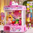 CWLAKON Claw Machine for Kids, Mini Vending Machine Girls Unicorn Toys with Sound & 20 Mini Toys, Candy Grabber Prize Dispenser Machine Electronic Arcade Games, Christmas Birthday Gifts, Pink