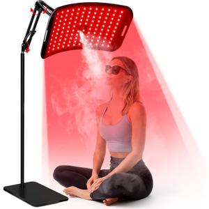 Red Light Therapy for Face and Body, Infrared Red Light Therapy Lamp with Stand, Atomization Function, 660nm Red Light & 850nm Infrared LED Light Therapy Device for Full Body Skin Care (Black)