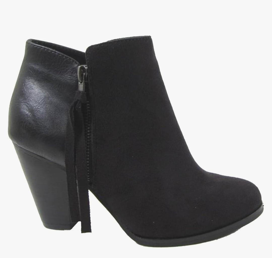 Soda Women's Ages Tassel Zip Chunky Heel Bootie, Size 7.5