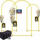 3 Pack Gold Metal Arch Backdrop Stand Set - 6FT, 5FT, 4FT Balloon Stand for Weddings Ceremony, Parties, and Baby Showers - Door Frame Backdrop Stand