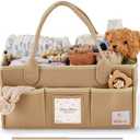 Babylicious Baby Diaper Caddy Organizer | Felt Changing Table Organizer - XL | Diaper Organizer for Changing Table | Name Card Included- Newborn Essentials Must Haves for Parents Tan