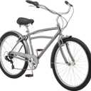 Schwinn Cruiser Bike, 26 Inch Bike for Women and Men, Beach Cruiser Bicycle, Linear Pull Brakes, Comfortable Padded Seat, Upright Riding Position, Adult Bicycle (17-Inch Frame, Grey)