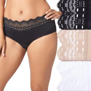 Olga womens Secret Hugs 3 Pack Panty Hipster Panties, Black/French Toast/White, Large US