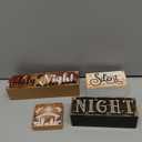 Moucuny 4 Pcs Wooden Christmas Nativity Table Sign Wooden Holy Night Decorative Signage Xmas Tiered Tray Decor Winter Centerpieces Farmhouse Block Set Xmas Table Sign for Home