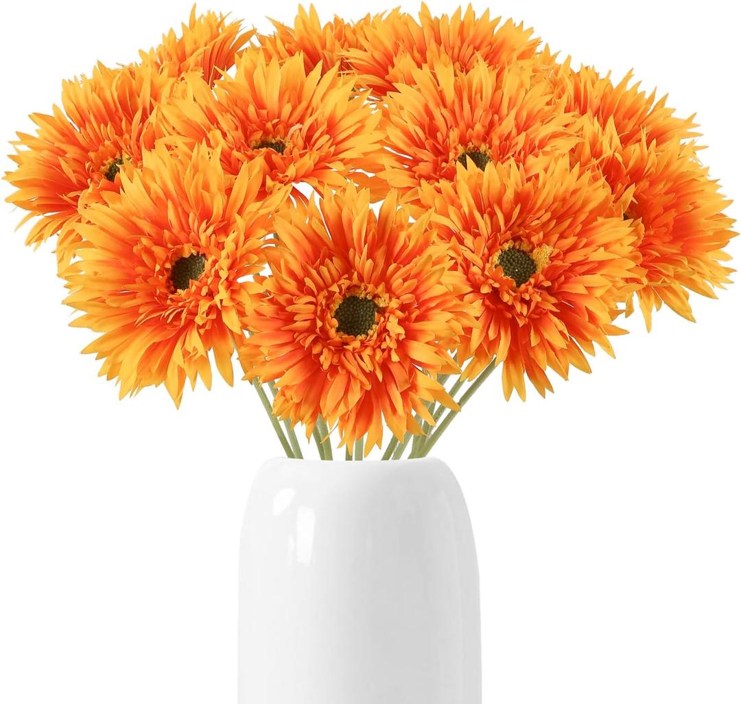 12pcs Artificial Gerbera Daisies 17.7 Orange Fake Daisy Flowers Faux Silk Flowers with Stems for Wedding Home Kitchen Party Garden Indoor Decoration(Orange) 12pcs Artificial Gerbera Daisies 17.7 Orange Fake Daisy Flowers Faux Silk Flowers with Stems for Wedding Home Kitchen Party Garden Indoor Decoration(Orange)