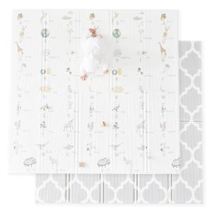 Fortella Extra Large Baby Play Mat for Playpens, 71.5x70 Reversible & Waterproof, Certified Non-Toxic Foam Mat, 0.6 Thick Foldable Playmat with Travel Case for Tummy Time & Crawling, Indoor Outdoor