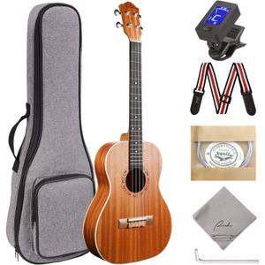 Ranch Baritone Ukulele 30 inch Ukelele Instrument Kit for Beginners Starter Pack Bundle Gig bag, Tuner, Strap, Adjustable Tool Set