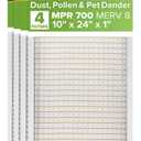 Filtrete 10x24x1 AC Furnace Air Filter, MPR 700, MERV 8, Tough on Pollen, Easy on Airflow, 3-Month Pleated 1-Inch Electrostatic Air Cleaning Filter, 4-Pack (Actual Size 9.81 x 23.69 x 0.81 in)