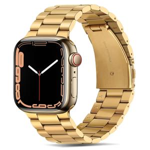 Band Compatible with Apple Watch Band 49mm 46mm 45mm 44mm 42mm Premium Stainless Steel Metal Replacement Strap Compatible with Apple Watch Ultra 3 2 1 Series 11 10 9 8 7 6 5 4 3 2 1 SE, Gold