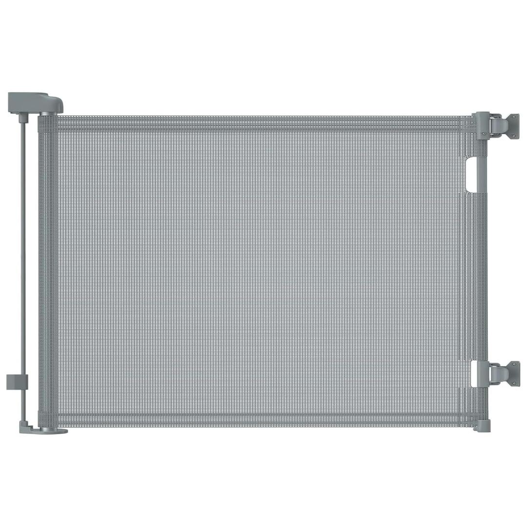 Retractable Baby Gates, Mesh Dog Gate for Doorways, 33.6" Tall, Expands to 55" Wide,Pet Safety Essential Fit for Baseboards, Wide Toddlers Gates for Hallways, Indoor & Outdoor,Grey