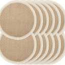 Round Burlap Placemats Set of 12 Jute Rustic Place Mats for Dining Tables Heat Resistant Natural Farmhouse Table Mats Decor for Thanksgiving (Brown lace)