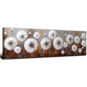 Rustic Dandelion Wall Art Farmhouse White Flower Picture for Living Room Abstract Country Plant Botanical Wall Decor Floral Canvas Prints Vintage Aesthetic Dandelion Poster Bedroom Decorations 14x48"