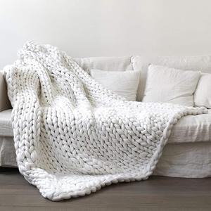 TYTOGE Handmade Knitted Pet Blanket Bed Chair Sofa Home Decor Gift (E) White