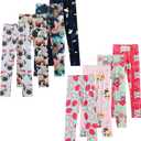 8 Pack Girls Printed Leggings Yoga Pants for Kids Full Length Stretchy Cute Leggings in 3-10 Years (9-10Y)