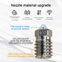 Dual Metal Ceramic Nozzle, M6*10.6mm Thread for Bambu Lab 2.0 Hotend, Compatible with P1P/P1S /A1/A1 Mini, High-Temp Wear-Resistant Zirconia Nozzle for 3D Printing PLA ABS PC Nylon (0.4mm)