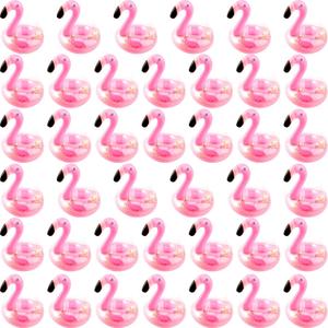 40 Pack Inflatable Flamingo Drink Holder Glitter Confetti Pink Flamingo Drink Floats Sparkling Blow Up Flamingo Cup Holder for Summer Pool Beach Hawaiian Party Toys