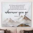 MNASAIOO Christian Mountian Lord Wall Tapestry Hanging for Bedroom, Bible Verse Scripture Joshua 1:9 Tapestries, Watercolor Religious Wall Decor Banner for Living Room Prayer Room Church 50x60in (wherever)