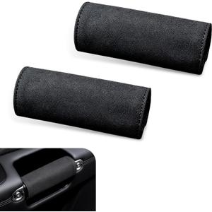 2 PCS Car Inside Door Handle Protectors, Suede Anti-Scratch Cover with Adjustable Fixing, Comfortable and Breathable Interior Accessory, Universal Decoration for Most Car Armrests (Black)