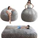 MAXYOYO Bean Bag Chair Bed for Adults, Convertible Beanbag Folds from Lazy Chair to Floor Mattress Bed, Large Floor Sofa Couch, Big Sofa Bed, High-Density Foam Filling, Machine Washable Cover