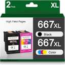 667XL Black and Color Replacement for HP 667 XL 667 Ink Cartridges for Deskjet Ink Advantage 1275 2375 2775, Deskjet Ink Advantage Plus 6075 6475 6476 (2 Pack)