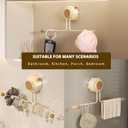 2 x Wall Hanging Jewelry Organizer with Wooden Beads, Strong Suction Cup Hair Clip Holder for Bathroom & Bedroom, 12 Inch Space Saving Storage for Hair Ties, Necklaces, Bracelets, Rings