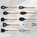 Silicone 10 Pcs Kitchen Cooking Utensils Set, Recycled Materials Certification, BPA Free Spatula Set with Heat Resistant Wood Handles for Nonstick Cookware, Black