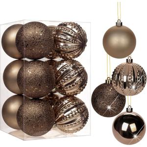 3.15" Bronze Christmas Balls Ornaments 12 Pcs Shatterproof Christmas Ornaments Set Matte Large Bronze Ornament for Xmas Tree Halloween Holiday Party