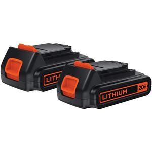 BLACK+DECKER 20V MAX POWERCONNECT 1.5 Ah Lithium Ion Battery, 2 Pack (LBXR20-OPE2)