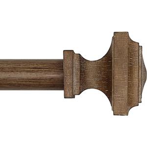 Wood Curtain Rods for Windows 48 to 84 Inch, 1 Inch Diameter Wood Decorative Treatment Single Window Curtain Rods - Square Imitation Wood Grain Finial 1 Pack (32-88)