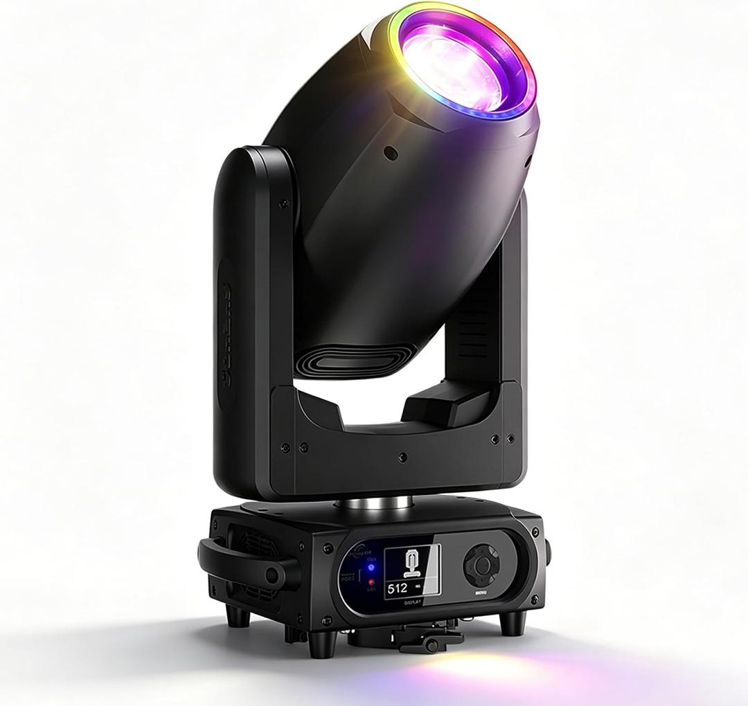 SHEHDS GalaxyJet 300W LED Moving Head Light, Beam&GOBO&Wash 3in1 | 5-Prism & Frost Effect, 7-Slot GOBO Wheel, 9-Colors, 7-Gobos Rotating, DMX512 for Party, School, Stage Show