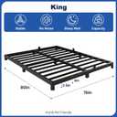 King Bed Frame, 4 Inch Low Profile Metal Platform Bed Frame with Round Legs
Heavy Duty Mattress Foundation with 4PCS Mattress Stopper, No Box Spring Needed, Noise Free & Easy Assembly