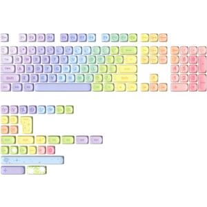 YUNZII 140 Keys MOA Keycaps, Dye-Sublimation PBT Custom Keycap Set for MOA Profile, Cute Rainbow Candy Keycap for MX Switches Mechanical Gaming Keyboard(Rainbow)