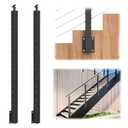 BLIKA 2 Pack 42" Side Mount Stair Cable Railing Post for 25-35 Degrees Stair, Stainless Steel, Right Side Fascia Mount Stair Railing Post for Cable Railing Kit, Black Powder Coated Side Mount Post