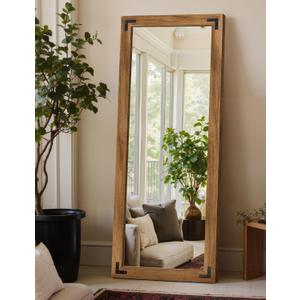 TRAHOME Full Length Mirror with Wooden Frame, 56"X22" Solid Wood Standing Floor Mirror for Farmhouse, Bathroom, Bedroom Decor, Hanging or Leaning Wall-Mounted