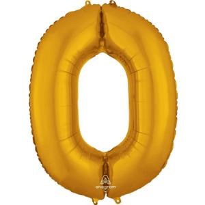 Anagram Number 0 Gold Foil Balloon, 34"