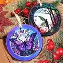 Butterfly Ceramic Ornament - Christmas Tree Decor - Butterfly Lovers Gift