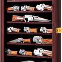 Jinchuan Knife Display Case Pocket Knife Display Stand Military Folding Knife Shadow Box Wall Cabinet with Uv Protection Acrylic Lockable, Cherry