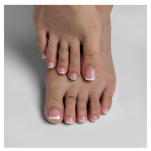 BTArtbox Press on Toenails Short, White French Tips Toenail Press Ons Square for Women, Light Weight Press on Toe Nails with Glue, Fake Toenails in 16 Sizes- 32 Toenails Kit, Timeless Grace