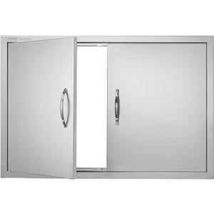 VEVOR BBQ Double Door, 35W x 24H Inch Stainless Steel Flush Mount Vertical Door with Handles, for Grilling Station