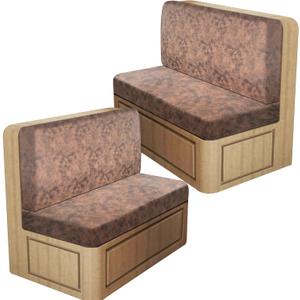 Leather Look RV Dinette Cushion Covers, Stretch Camper Cushion Slipcovers for Travel Trailer Couch RV Booth Seat, Replacement Camper Sofa Chair Protector (2 Backrest Cover & 2 Bench Cover,Light Brown)